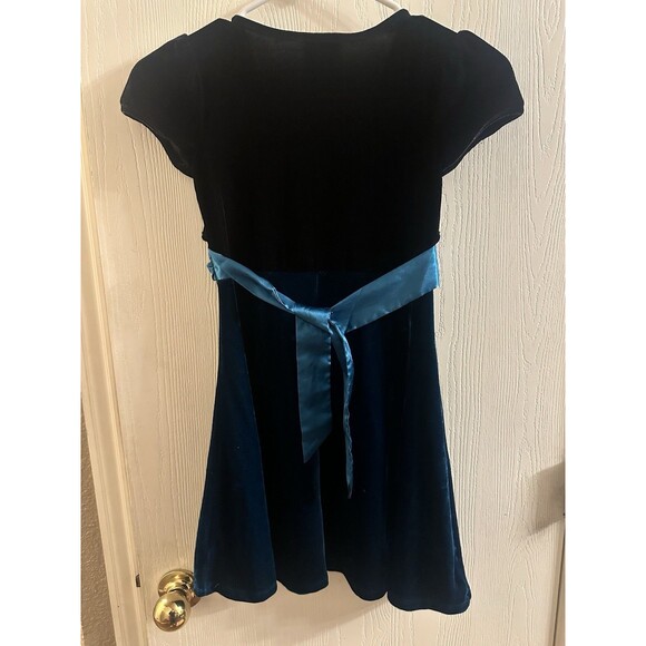 Holiday Editions Girls Fancy Christmas Dress Modest Teal Blue Velvet Size 7/8 - Picture 4 of 4